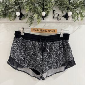 Lululemon Hotty Hot Shorts Black Speckled Size 10 Running Gym Workout U308